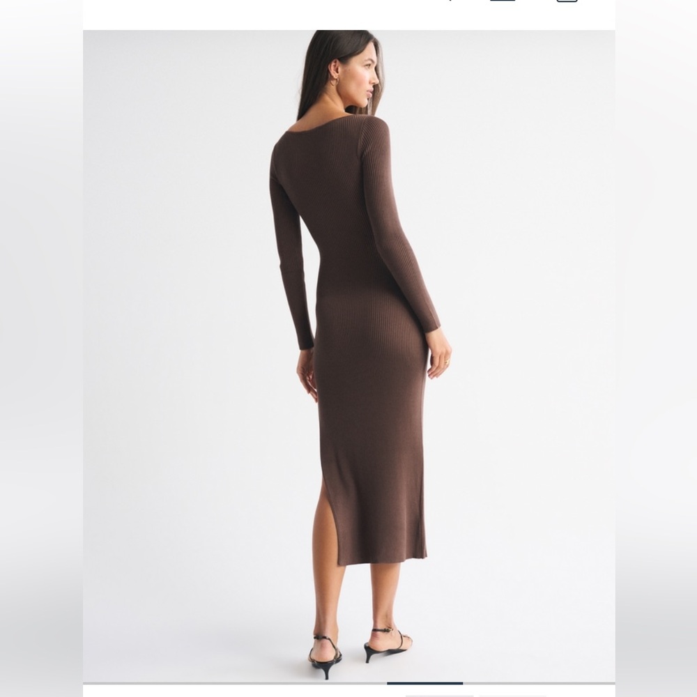 Abercrombie & Fitch Hardware Keyhole Maxi Sweater Dress M Brown, No sign of wear - Picture 5 of 11